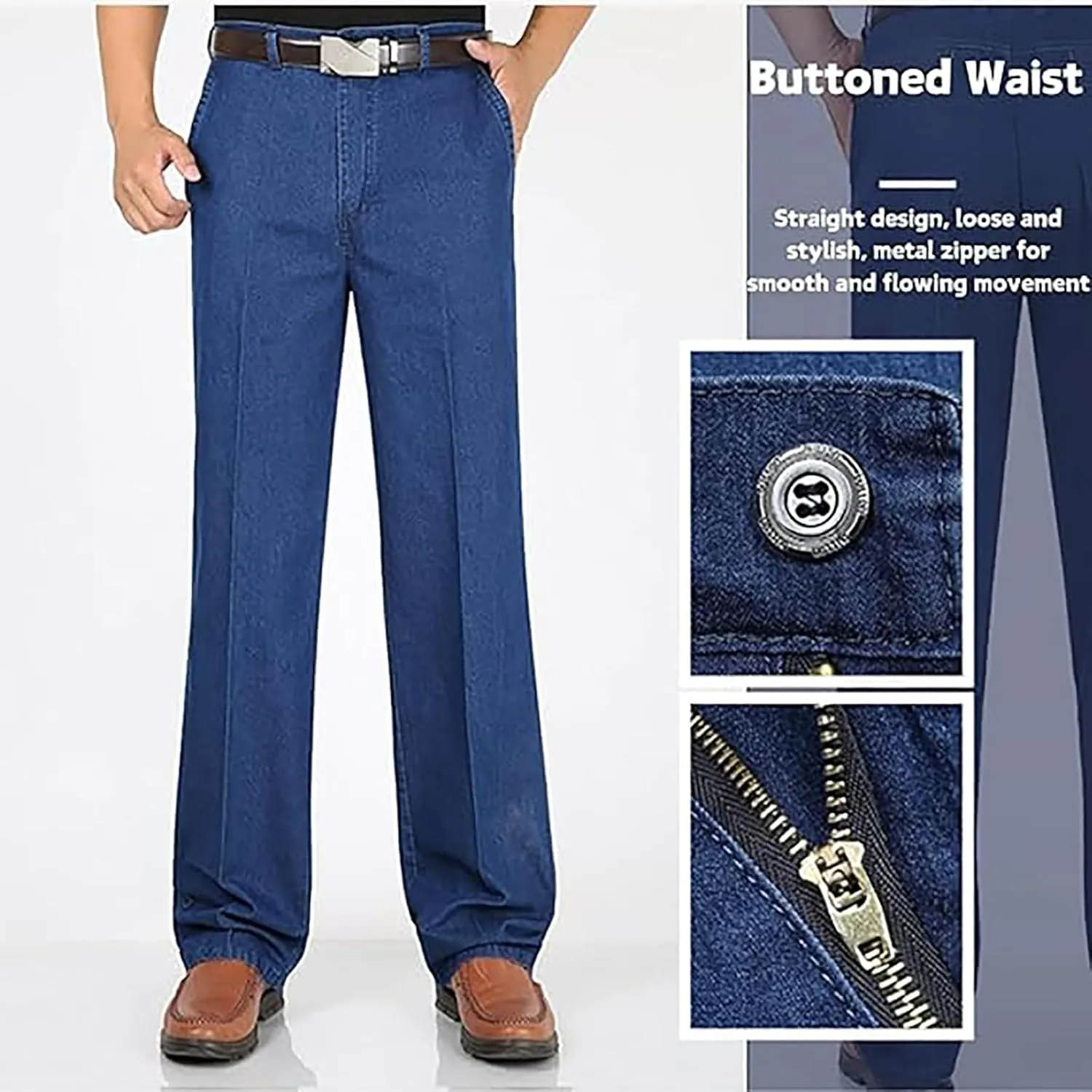 Jeans for Men, Men's Classic Straight Fit Stretch Jeans, Regular Relaxed Fit Jeans for Older Middle