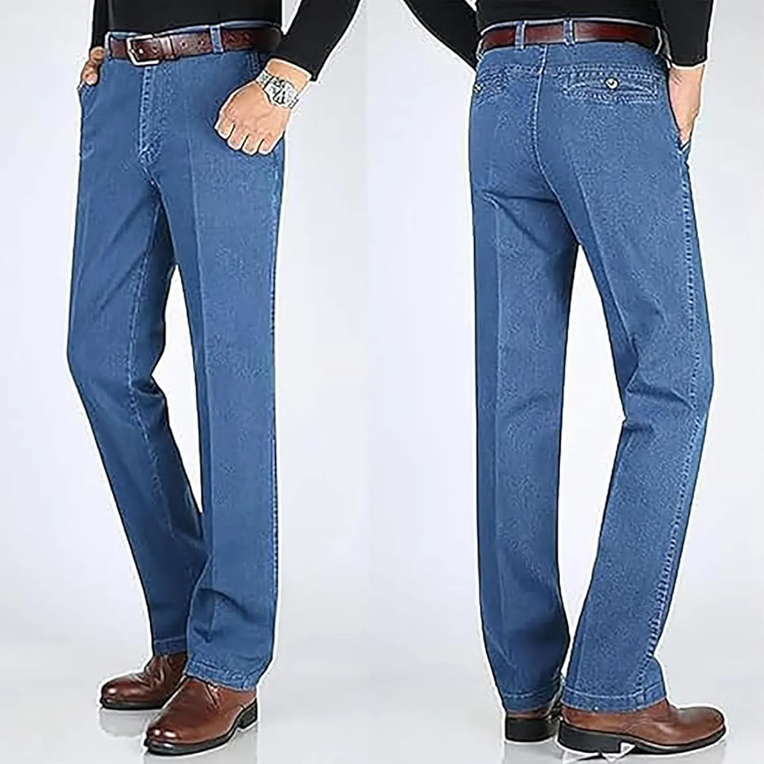 Jeans for Men, Men's Classic Straight Fit Stretch Jeans, Regular Relaxed Fit Jeans for Older Middle