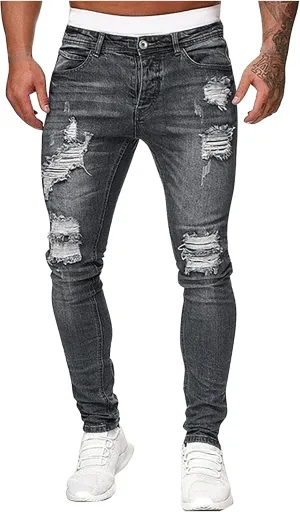 Jeans for Men Ripped,2023 Summer Skinny Stretchy Mens Denim Jeans Vintage Pants for Men Jeans