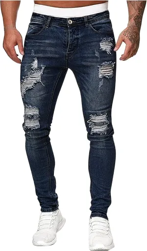 Jeans for Men Ripped,2023 Summer Skinny Stretchy Mens Denim Jeans Vintage Pants for Men Jeans