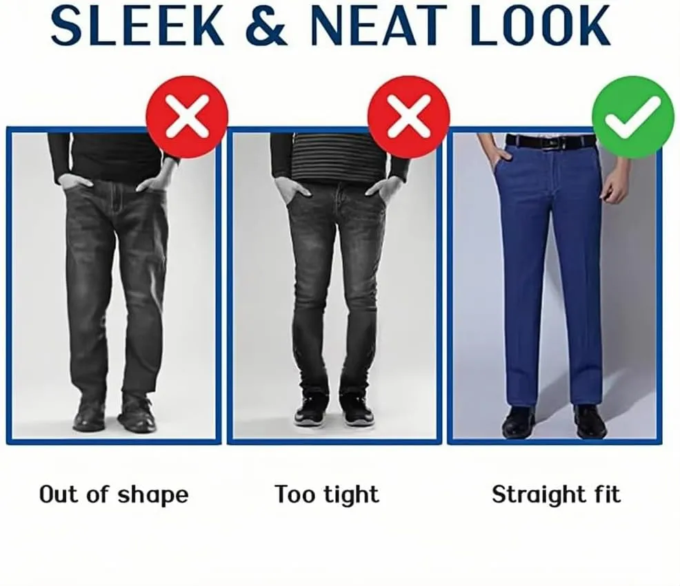 Jeans for Older Men, Men's Classic Straight Fit Stretch Jeans Elastic Waist Relaxed Fit Pants with Zipper and Button