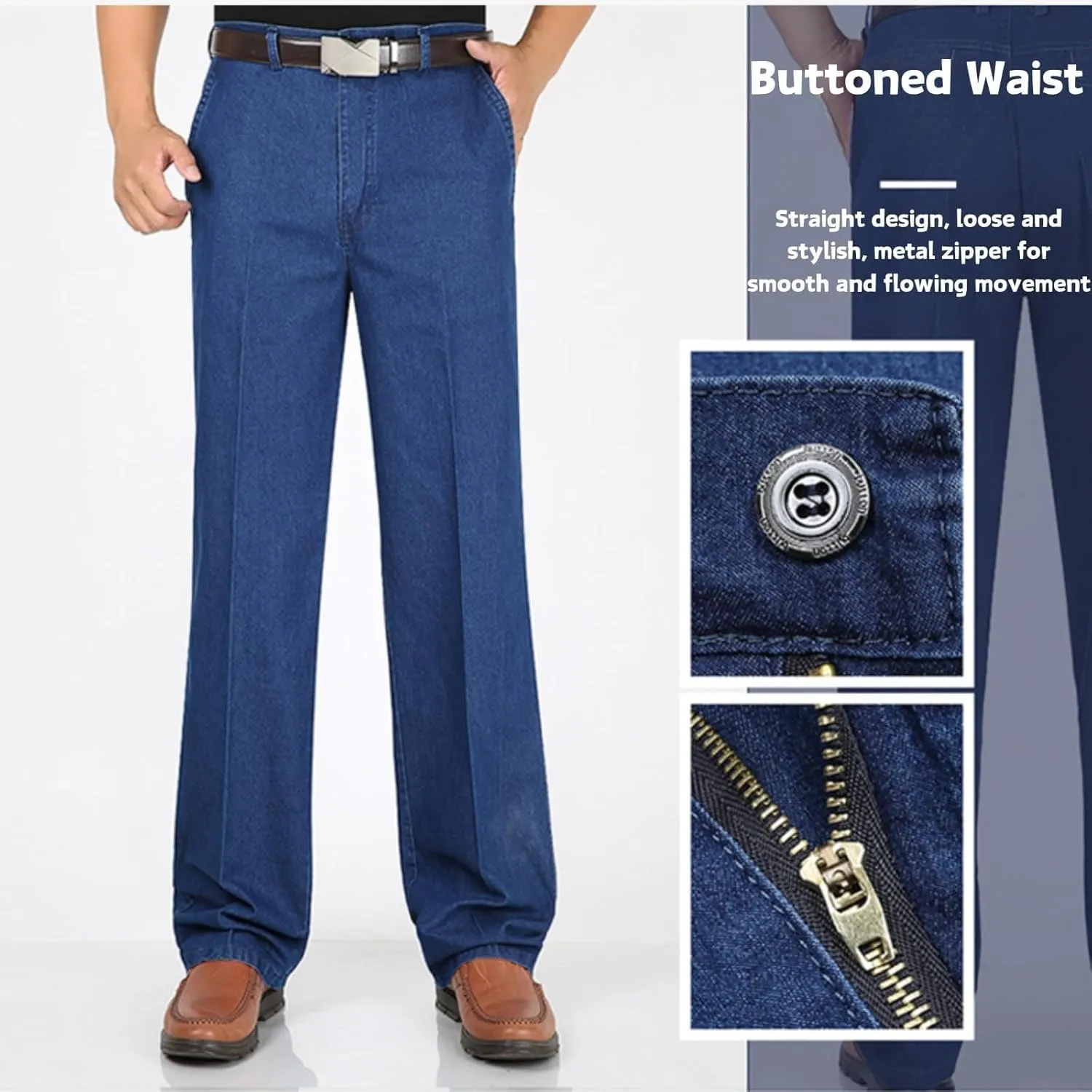 Jeans for Older Men, Men's Classic Straight Fit Stretch Jeans, Jetjeans Stretch Denim Men