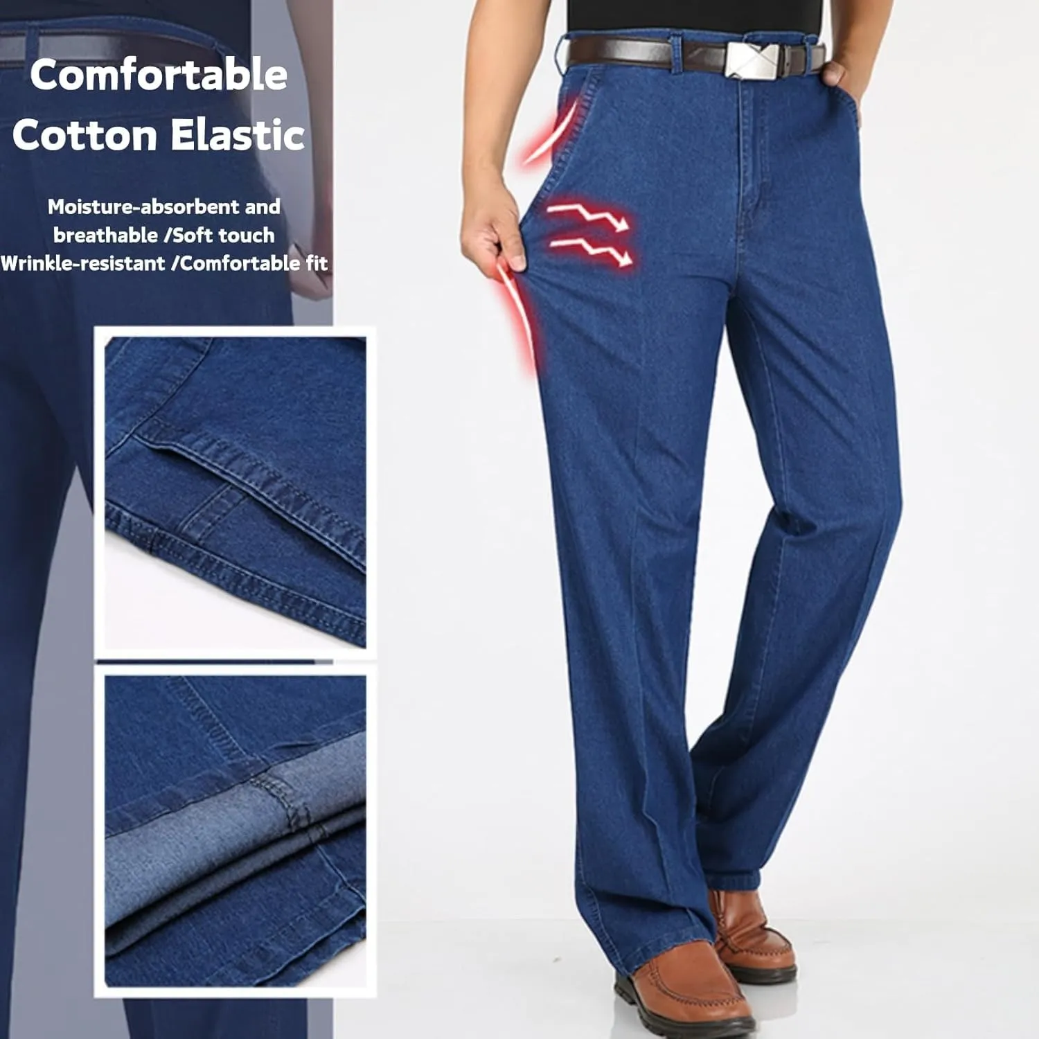 Jeans for Older Men, Men's Classic Straight Fit Stretch Jeans, Jetjeans Stretch Denim Men