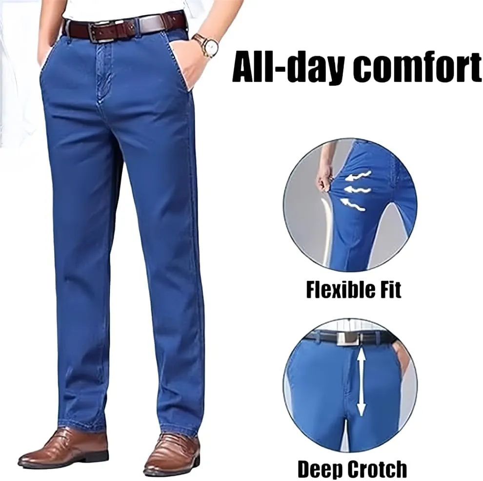 Jeans for Older Men, Mens Relaxed Fit Classic Straight Stretch Jean, Regular Comfort Dad Work Elastic Pants Men's Jeans