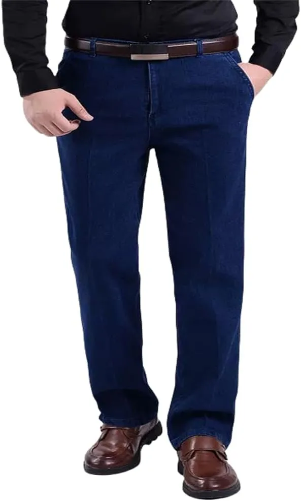 Jeans for Older Men, Mens Relaxed Fit Classic Straight Stretch Jean, Regular Comfort Dad Work Elastic Pants Men's Jeans