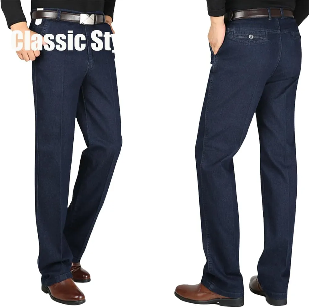 Jeans for Older Men, Mens Relaxed Fit Classic Straight Stretch Jean, Regular Comfort Dad Work Elastic Pants Men's Jeans