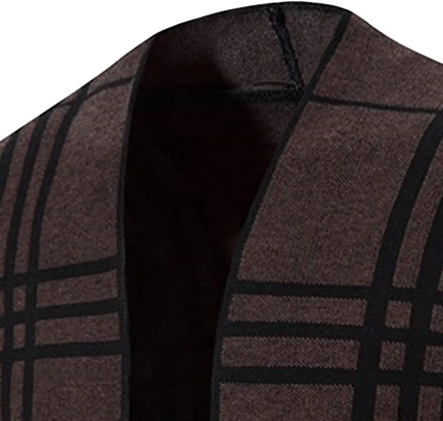 JEsilunmaMY Men's Plaid Knitted Cardigan Sweaters Long Sleeve V Neck Open Front Cardigan Front Pockets Casual Knitwear Coat