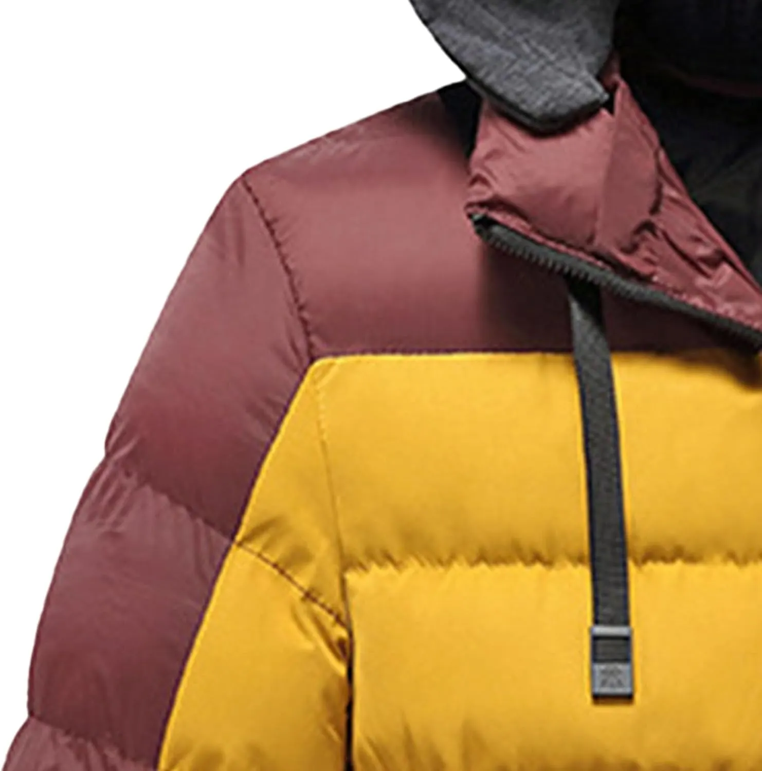 JEsilunmaMY Men's Puffer Jacket With Removable Hood Color Block Thicken Windproof Puffer Jacket Thermal Padded Down Coats