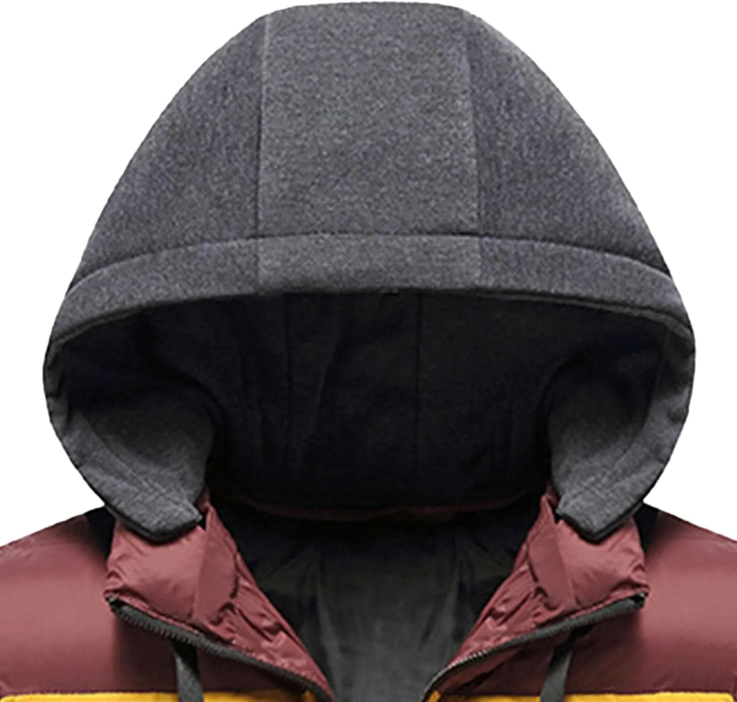 JEsilunmaMY Men's Puffer Jacket With Removable Hood Color Block Thicken Windproof Puffer Jacket Thermal Padded Down Coats