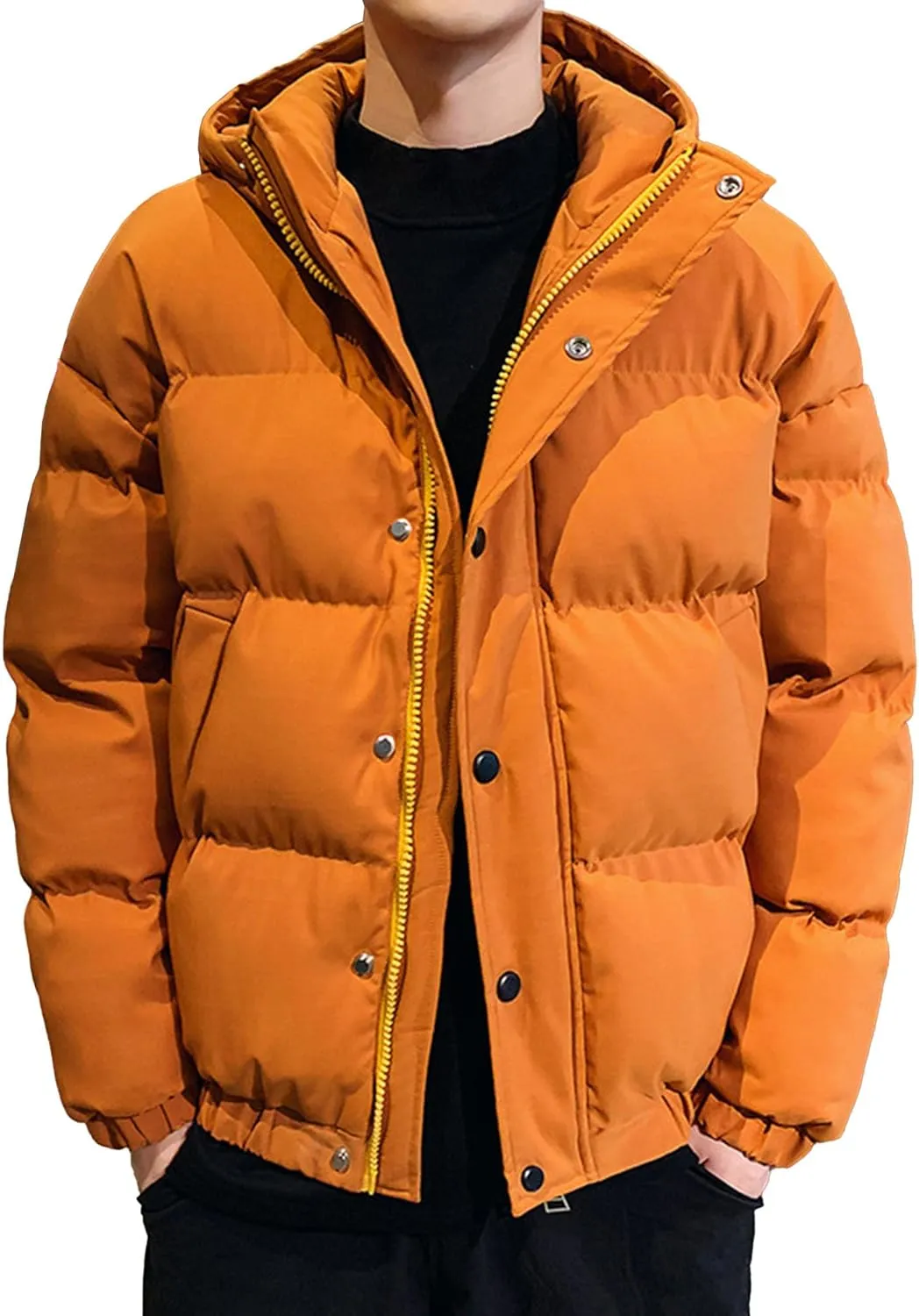 JEsilunmaMY Men's Thicken Thermal Padded Down Jacket Winter Coats Hooded Puffer Jacket Windproof Thermal Quilted Jacket