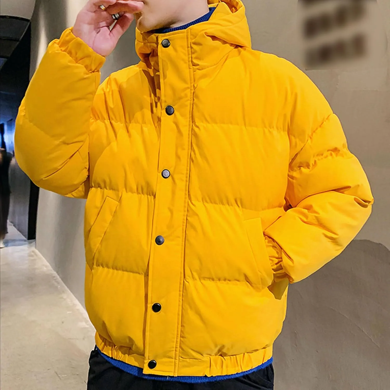 JEsilunmaMY Men's Thicken Thermal Padded Down Jacket Winter Coats Hooded Puffer Jacket Windproof Thermal Quilted Jacket