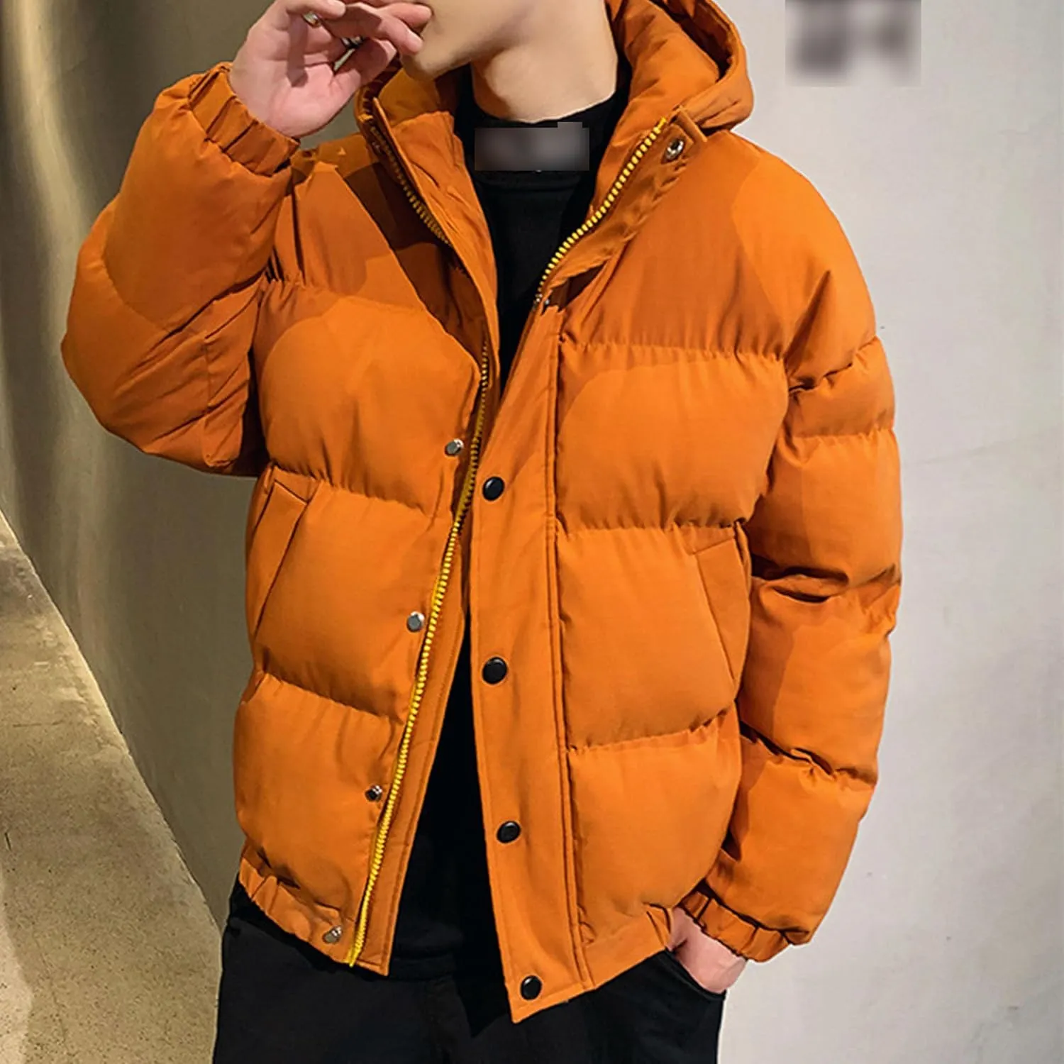 JEsilunmaMY Men's Thicken Thermal Padded Down Jacket Winter Coats Hooded Puffer Jacket Windproof Thermal Quilted Jacket
