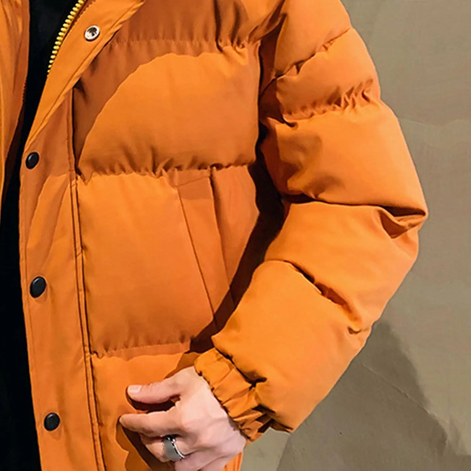 JEsilunmaMY Men's Thicken Thermal Padded Down Jacket Winter Coats Hooded Puffer Jacket Windproof Thermal Quilted Jacket