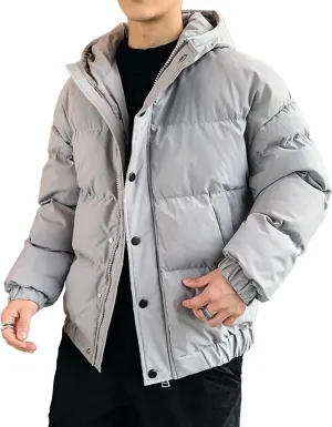 JEsilunmaMY Men's Thicken Thermal Padded Down Jacket Winter Coats Hooded Puffer Jacket Windproof Thermal Quilted Jacket