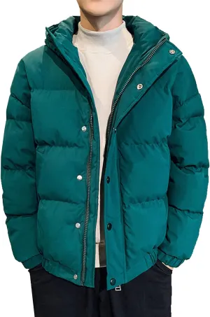 JEsilunmaMY Men's Thicken Thermal Padded Down Jacket Winter Coats Hooded Puffer Jacket Windproof Thermal Quilted Jacket