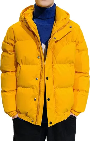 JEsilunmaMY Men's Thicken Thermal Padded Down Jacket Winter Coats Hooded Puffer Jacket Windproof Thermal Quilted Jacket