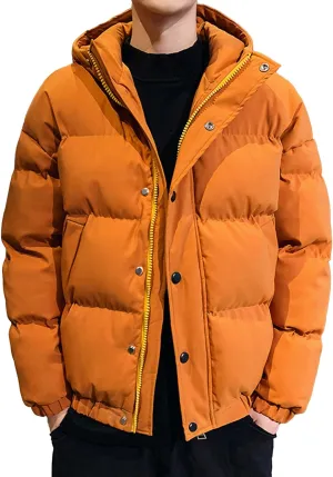 JEsilunmaMY Men's Thicken Thermal Padded Down Jacket Winter Coats Hooded Puffer Jacket Windproof Thermal Quilted Jacket