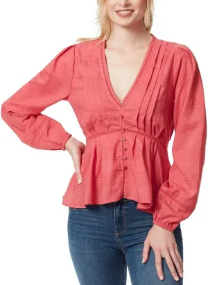 Jessica Simpson Women's Miranda Button Up Long Sleeve Blouse