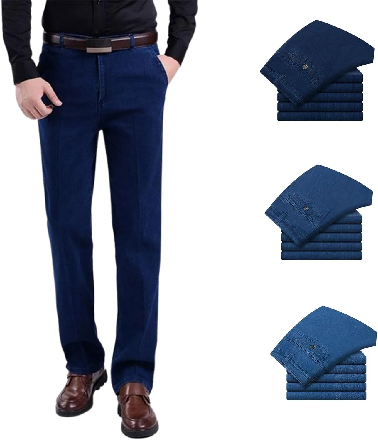 Jetjeans Stretch Denim,Jettjeans3 - Men's Classic Straight Fit Stretch Jeans Relaxed Fit Jean Comfort Flex Waist Fit