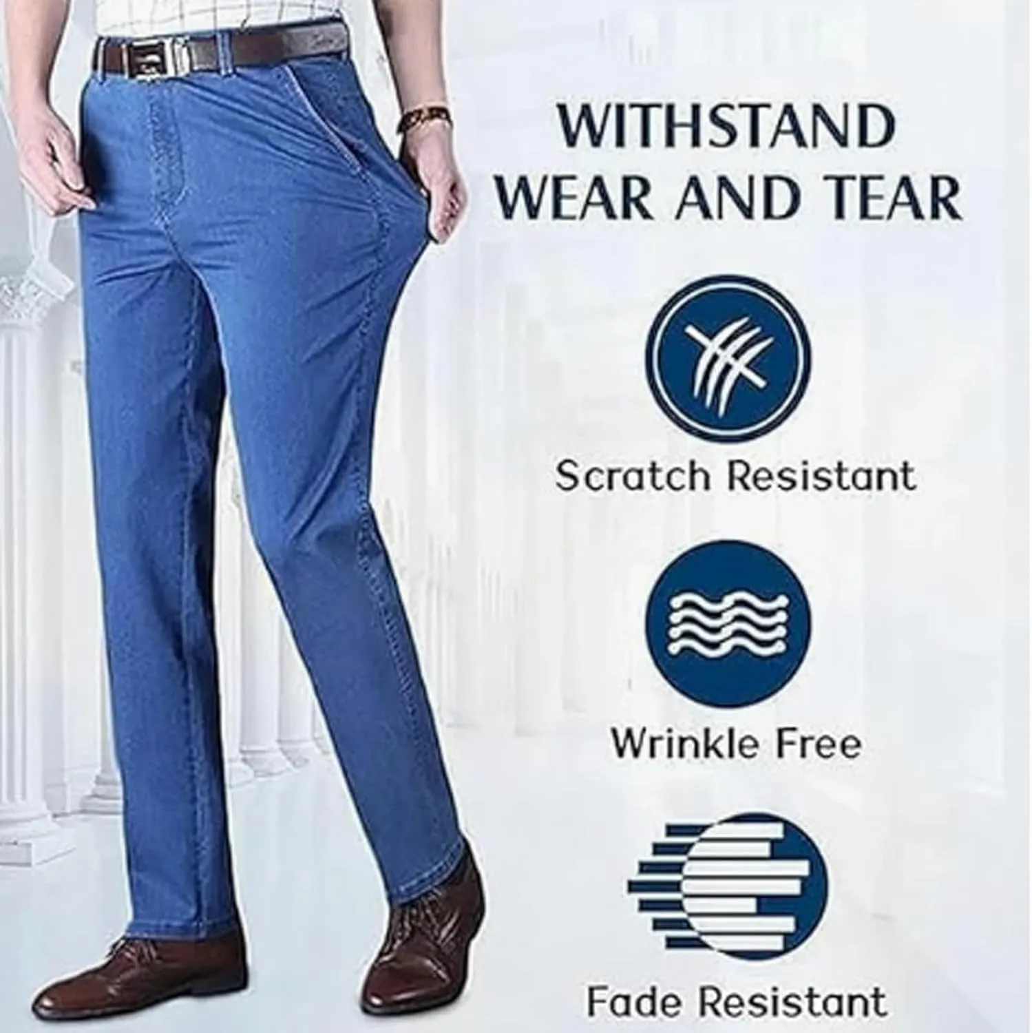 Jett Jeans for Men, Jett Jeans, Jett Jeans for Older Men, Jettjeans3 -Men's Classic Straight Fit Stretch Jeans