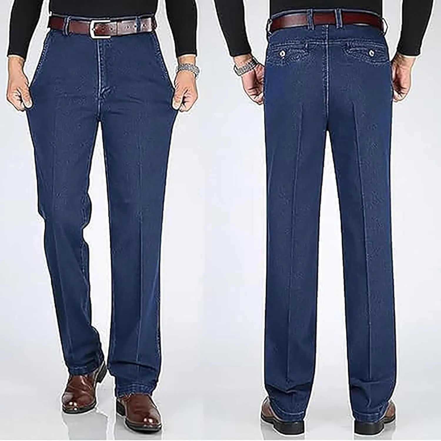 Jett Jeans for Older Men, Jettjeans3 - Men's Classic Straight Fit Stretch Jeans, Business Casual Denim Pants