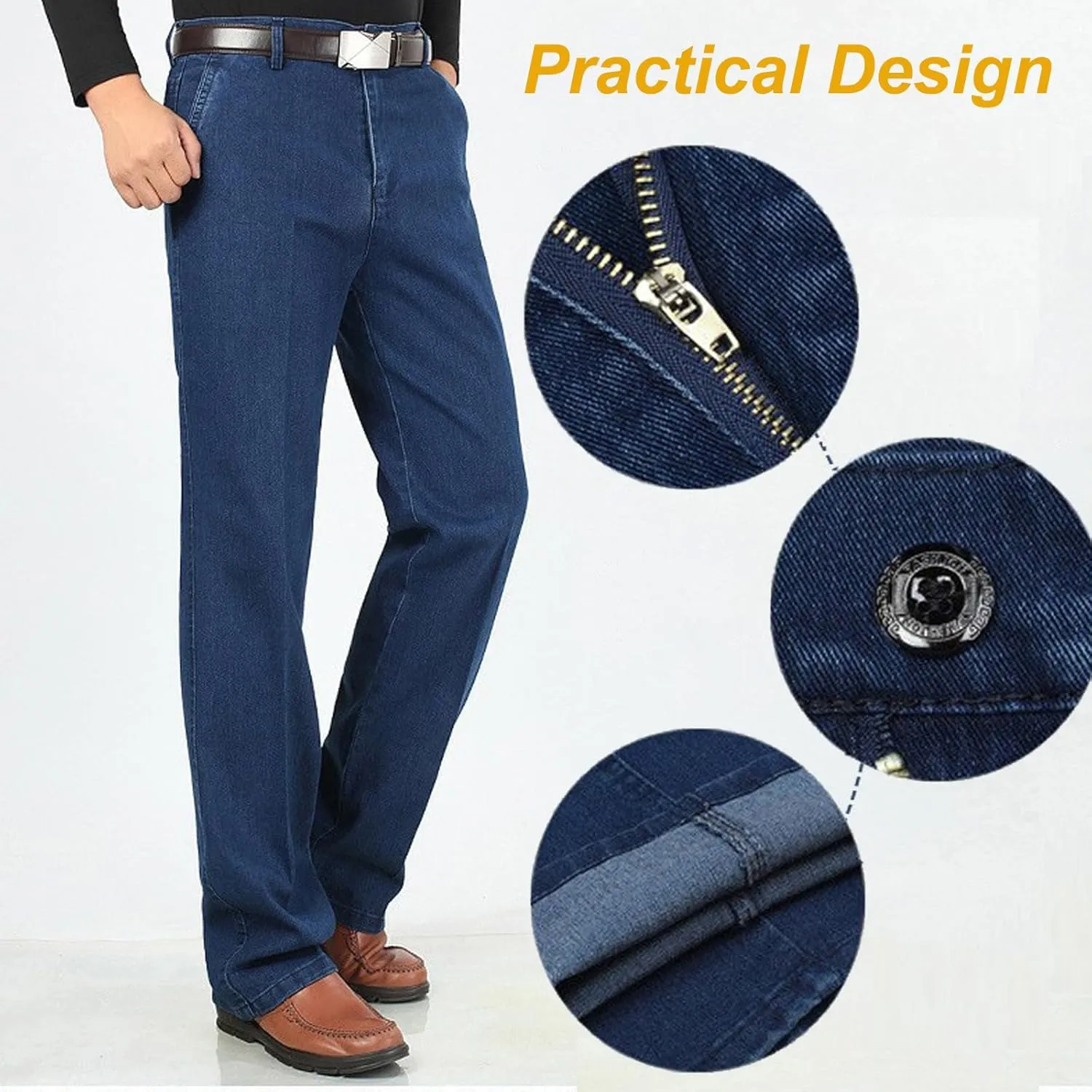 Jett Jeans for Older Men, JettJeans3-Men's Classic Straight Fit Stretch Jeans, Snug Fit & Move with Ease