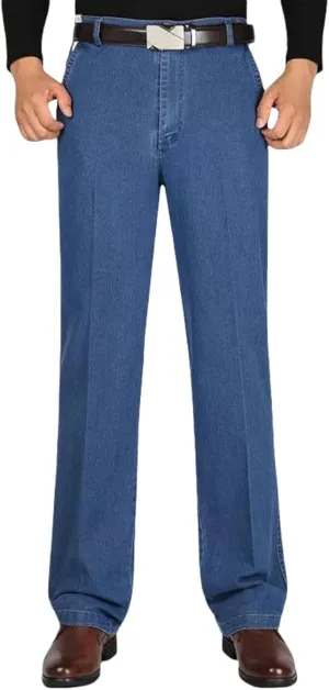 Jett Jeans for Older Men, Men's Classic Straight Fit Stretch Loose fit Jeans, with Zipper and Buttons, for Every Occasion
