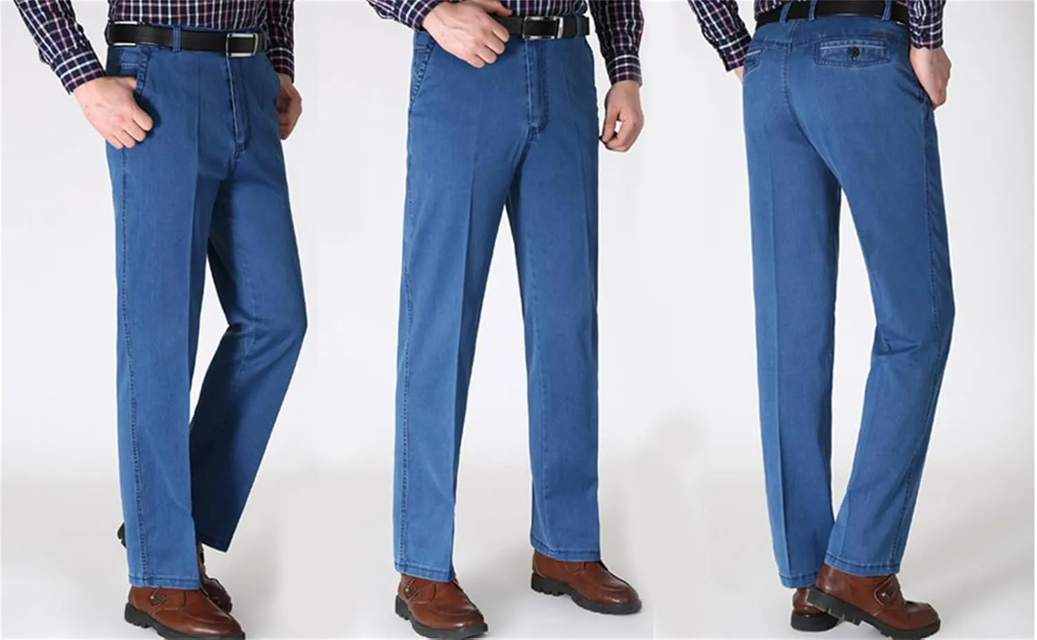 Jett Jeans for Older Men, Men's Classic Straight Fit Stretch Loose fit Jeans, with Zipper and Buttons, for Every Occasion