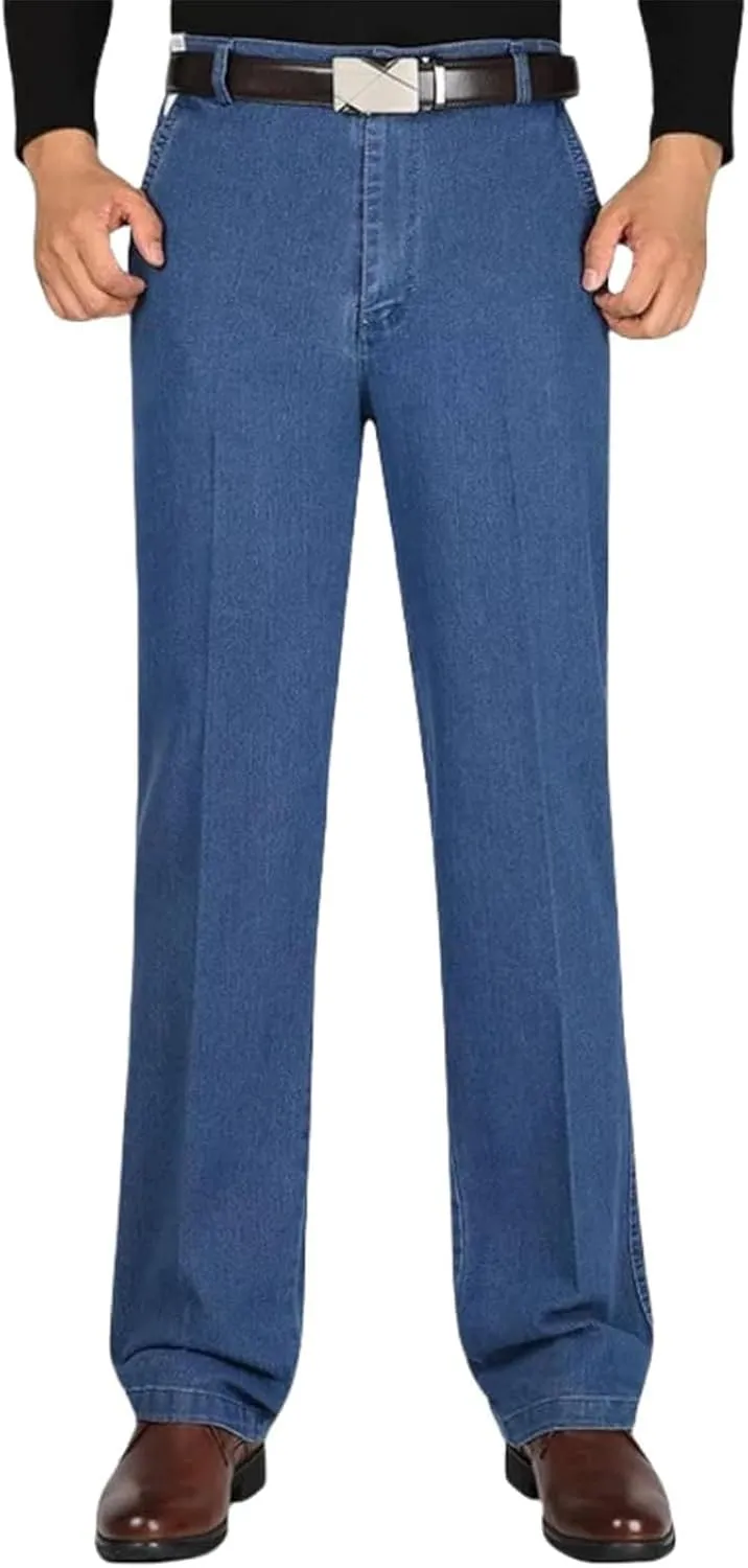 Jett Jeans for Older Men, Men's Classic Straight Fit Stretch Loose fit Jeans, with Zipper and Buttons, for Every Occasion