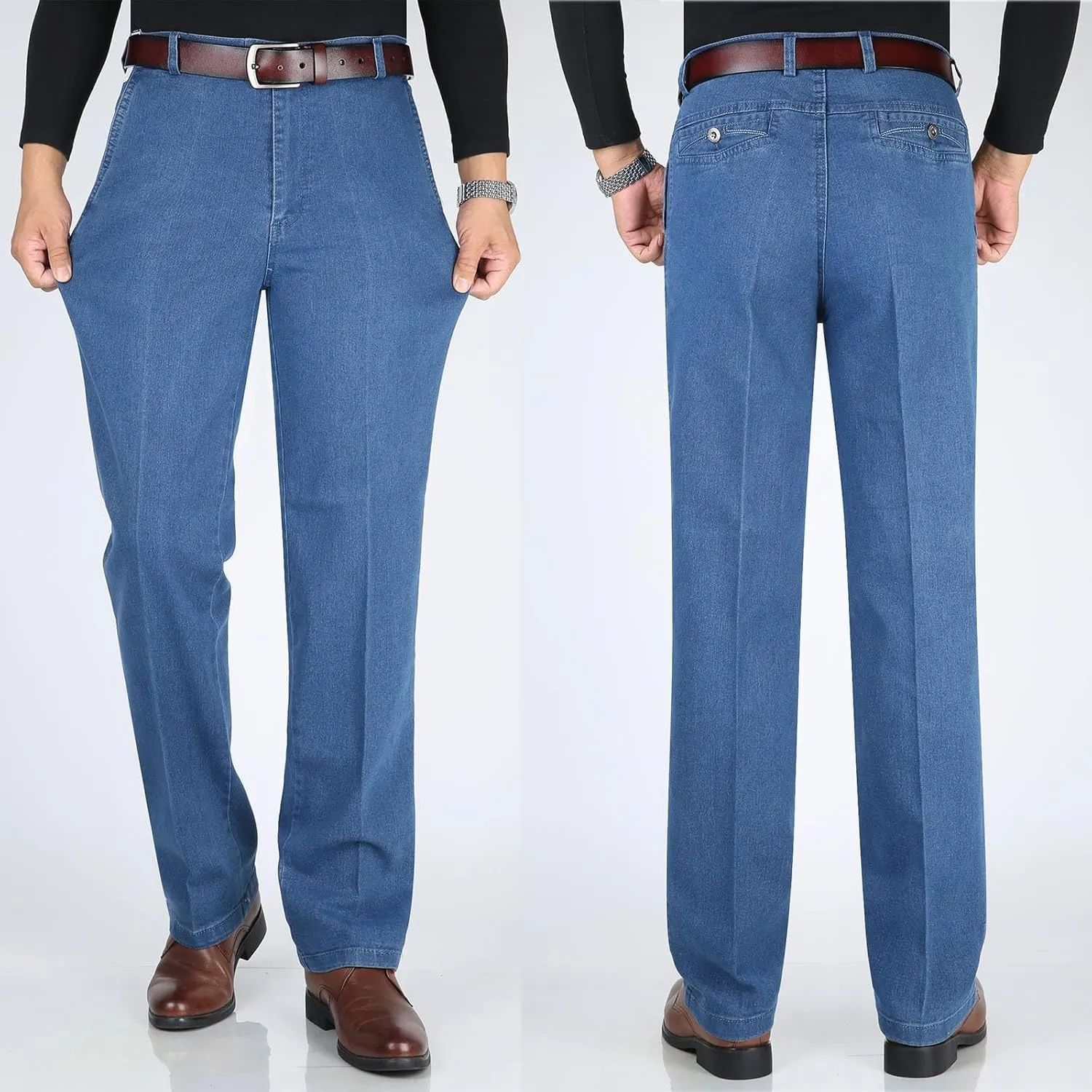 Jett Jeans for Older Men, Stretch Jeans Men, Mens Casual Pants, Men's Classic Straight Fit Stretch Jean