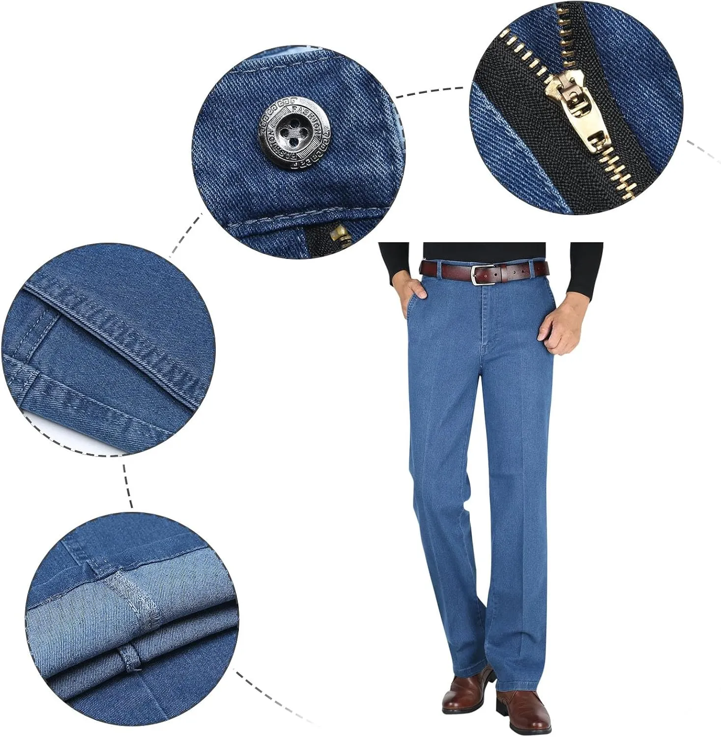 Jett Jeans for Older Men, Stretch Jeans Men, Mens Casual Pants, Men's Classic Straight Fit Stretch Jean