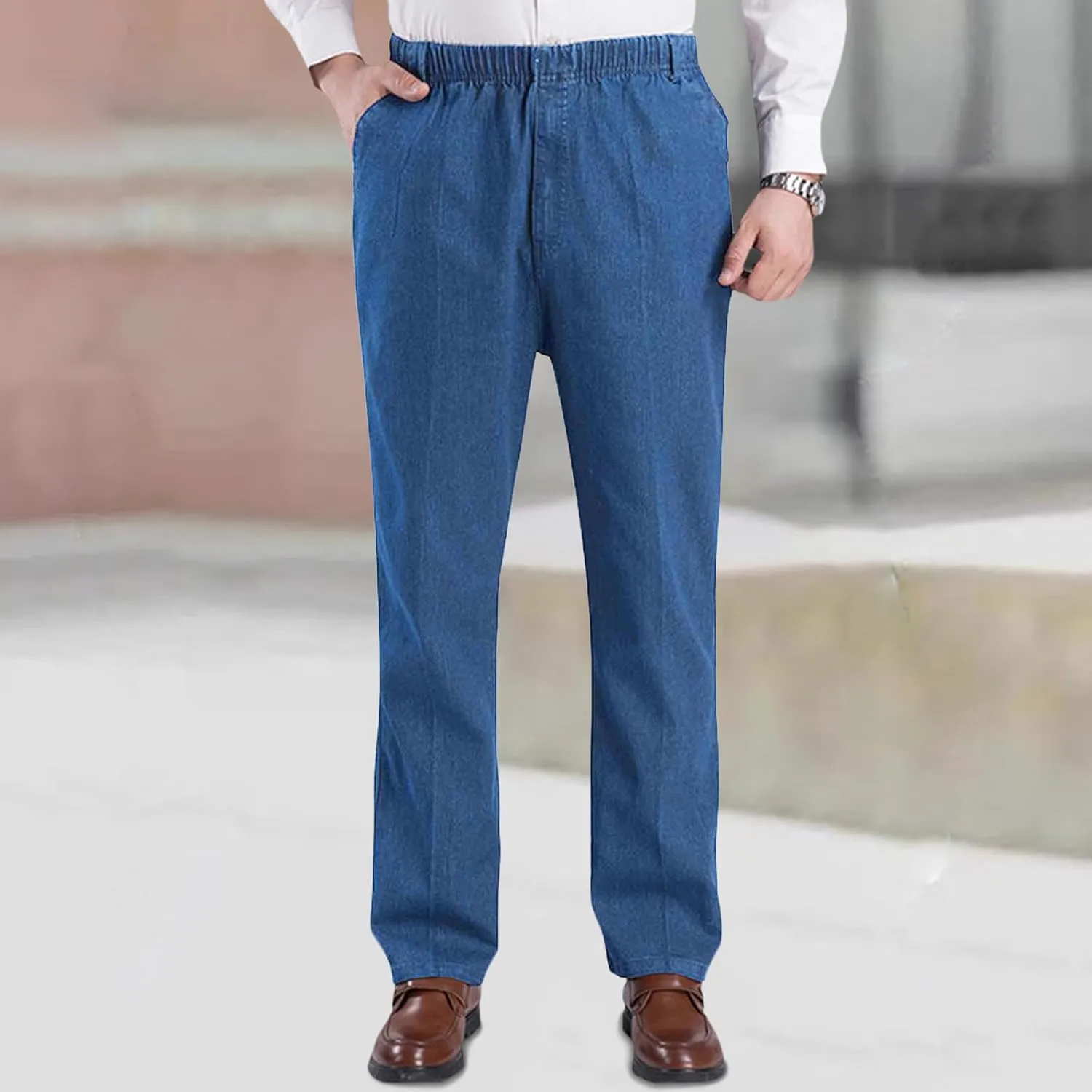 Jett Jeans for Older Men, Stretch Jeans Men, Mens Casual Pants, Men's Classic Straight Fit Stretch Jean