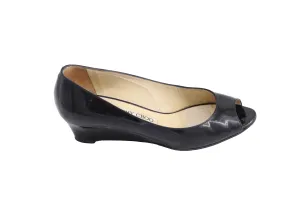 Chic Motion Jimmy Choo 'Baxen' Peep-toe Wedges in Black Patent Leather