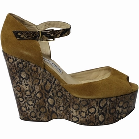 Jimmy Choo Folly Platform Wedge in Multicolor Suede Basic Rise Steady Motion