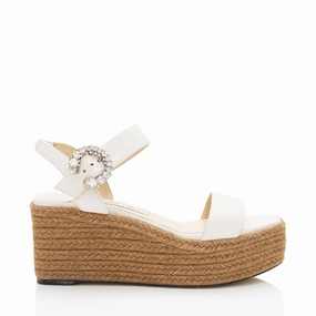Jimmy Choo Leather Crystal Mirabelle Platform Sandals Print Glow