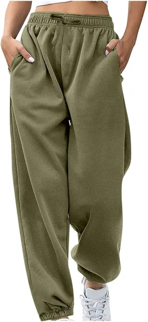 Jogger Sweatpants Women Fleece Lined Athletic High Waisted Joggers with Pockets Baggy Gym Running Workout Pants