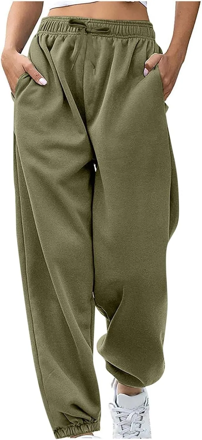 Jogger Sweatpants Women Fleece Lined Athletic High Waisted Joggers with Pockets Baggy Gym Running Workout Pants