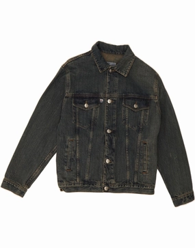 JOHN ROOSE Boys Denim Jacket 11-12 Years 2XL Navy Blue Cotton Reflective Trim Urban Detail