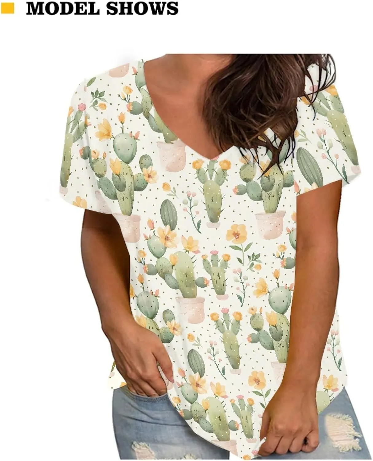 JooMeryer Women's Pink Flamingo T-Shirts V-Neck Short Sleeve Lightweight Summer Top Tee Shirt