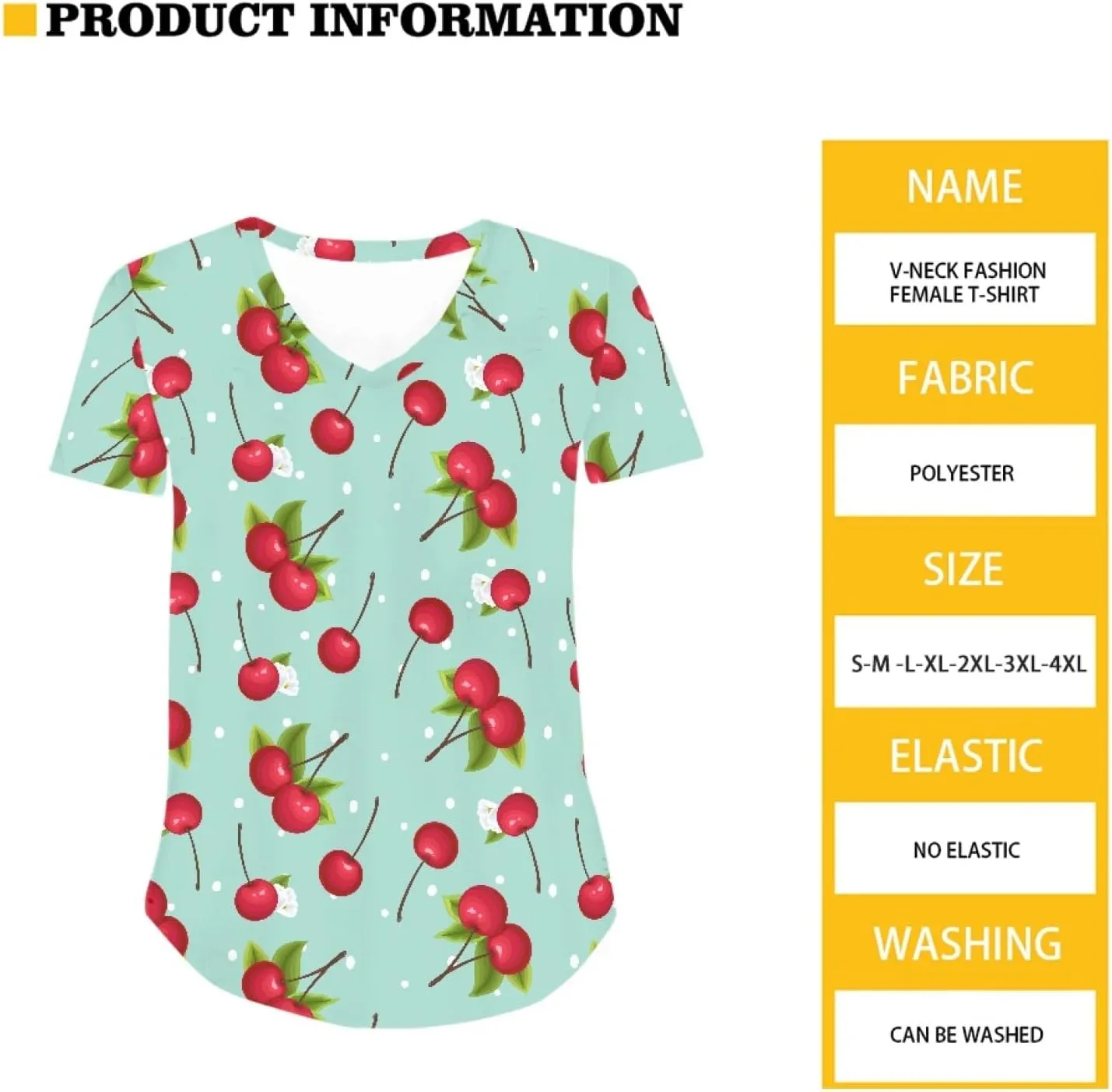 JooMeryer Women's Summer Short Sleeve Slim Fit T-Shirts 3D Printed V Neck Tight Blouse Tunic Shirts