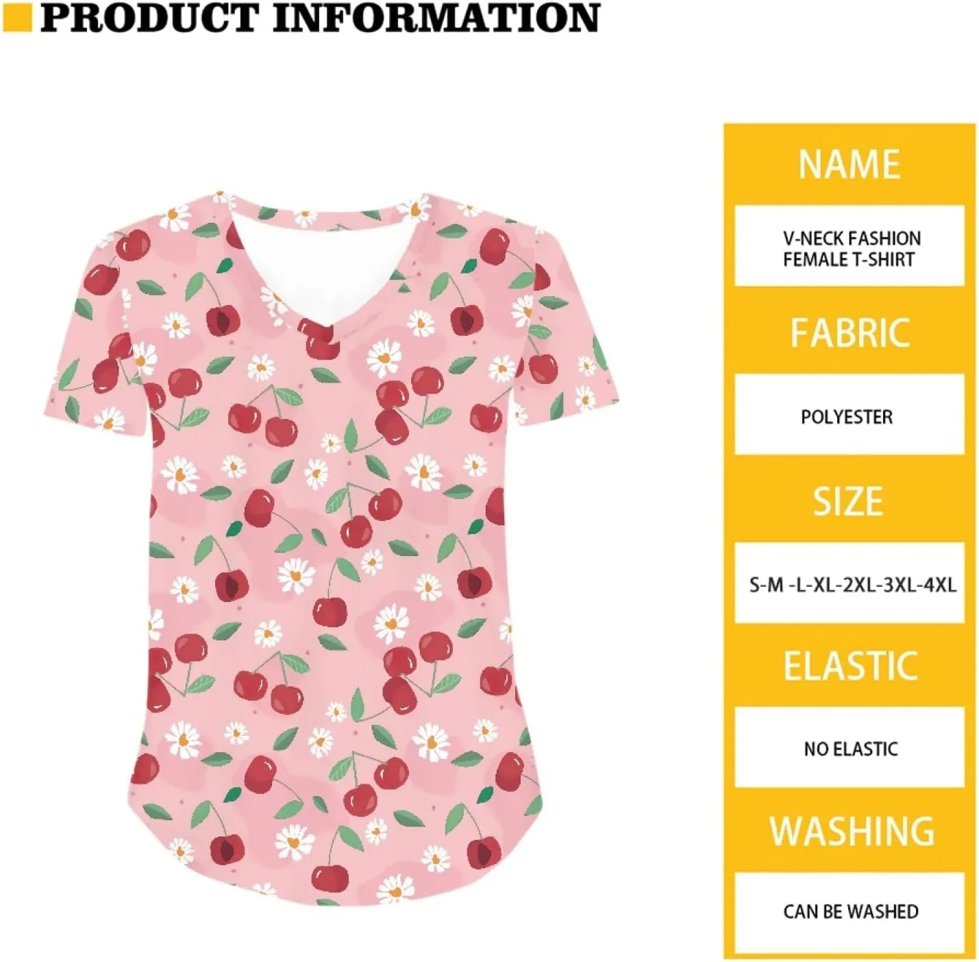 JooMeryer Women's Summer Short Sleeve Slim Fit T-Shirts 3D Printed V Neck Tight Blouse Tunic Shirts