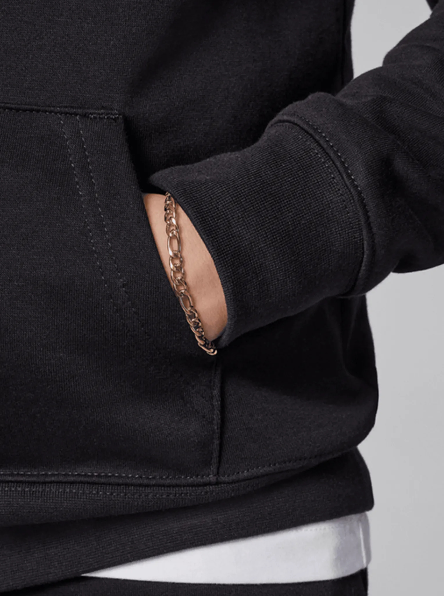 Jordan Baseline French Terry Pullover Hoodie Youth Raw Hem Detail