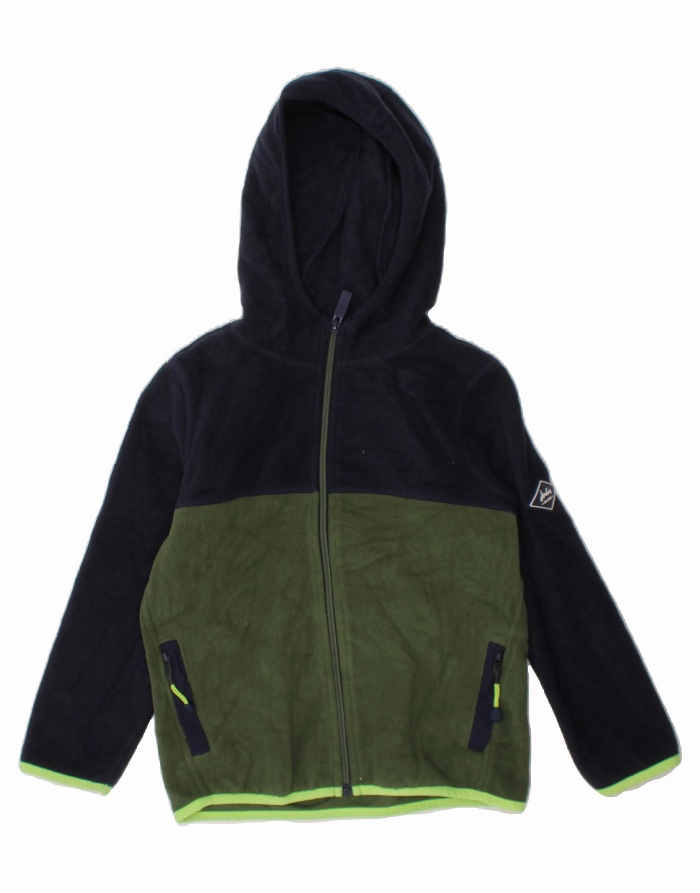 Casual Style JOULES Boys Hooded Fleece Jacket 5-6 Years Navy Blue Colourblock Polyester