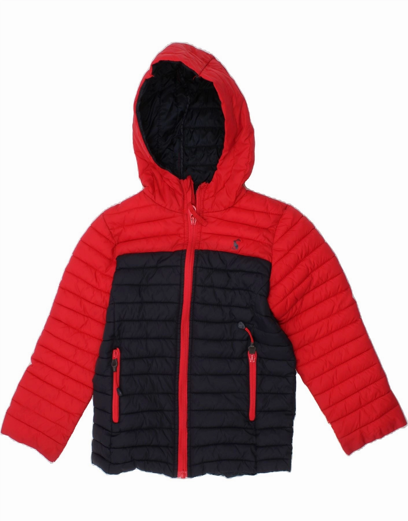 Bonded seams JOULES Boys Hooded Padded Jacket 5-6 Years Red Colourblock Polyamide