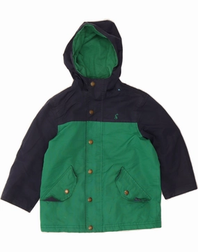 Stylish-design JOULES Boys Hooded Windbreaker Jacket 2-3 Years Green Colourblock
