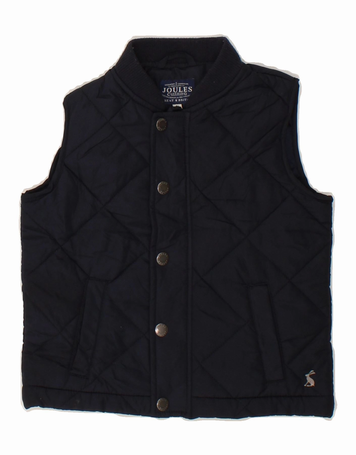 JOULES Boys Quilted Gilet 3-4 Years Navy Blue Polyester Cold Weather