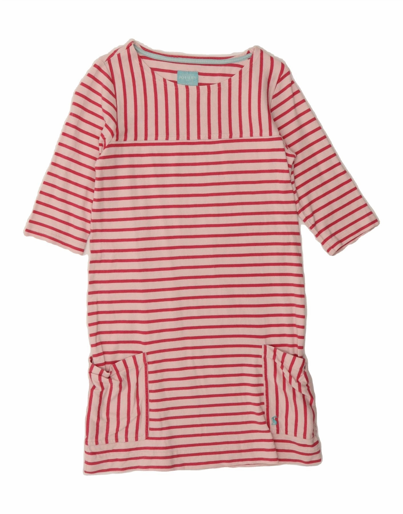Versatile-Style JOULES Girls 3/4 Sleeve Jumper Dress 11-12 Years Pink Striped Cotton