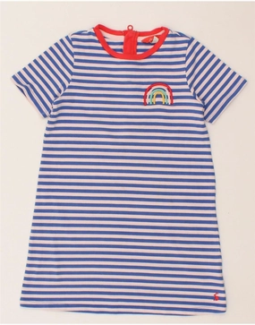 Soft Cut Romantic Soft JOULES Girls T-Shirt Dress 7-8 Years Blue Striped Cotton