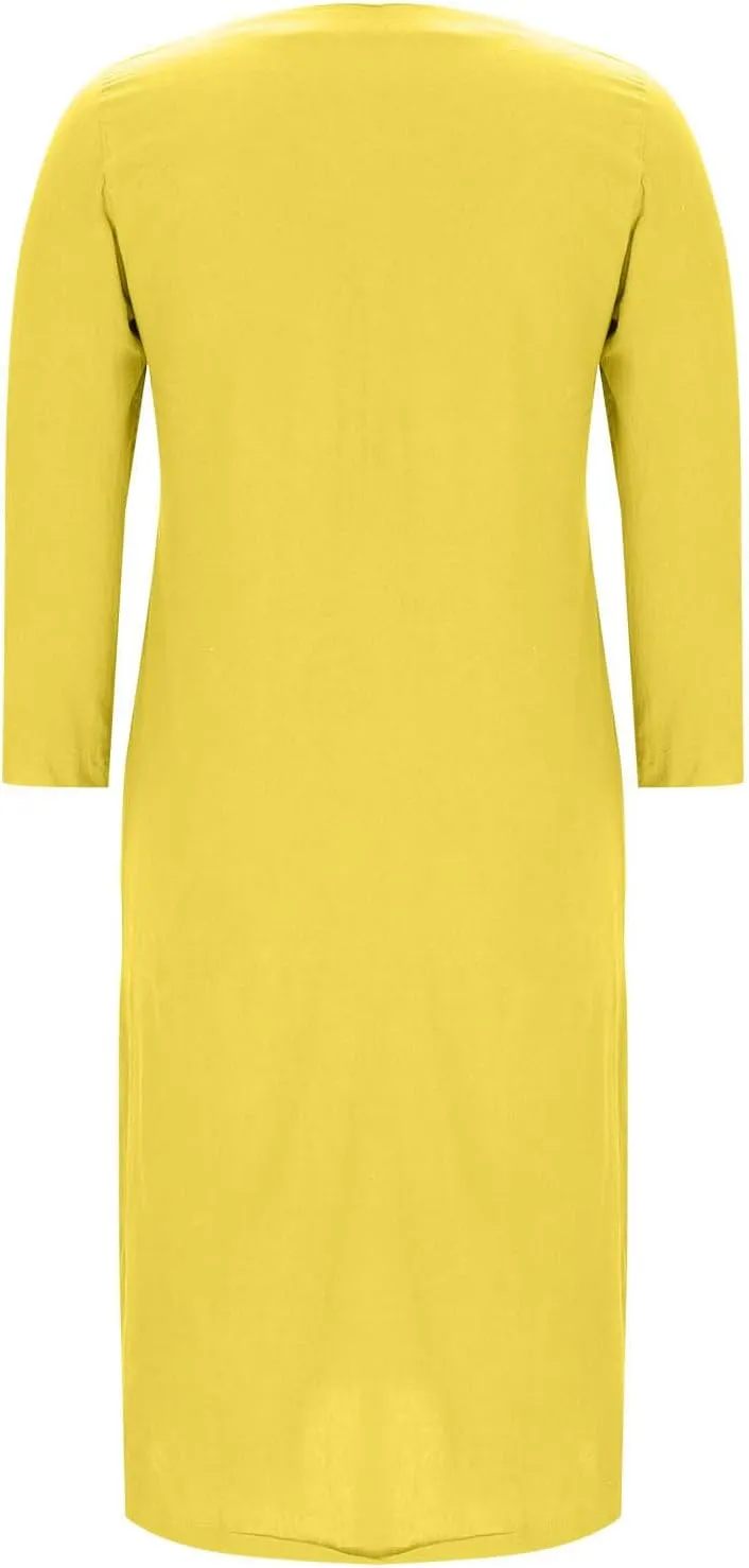 jsaierl Women Button Down V Neck Long Sleeve Cotton Linen Shirts Dress Oversized Flowy Shift Dress Solid Plus Size Maxi Dress