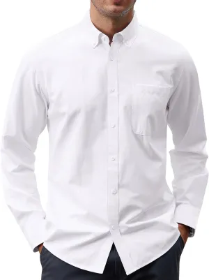 J.VER Men's Oxford Shirt Solid Casual Button Down Collar Shirts Long Sleeve Dress Shirts with Pocket